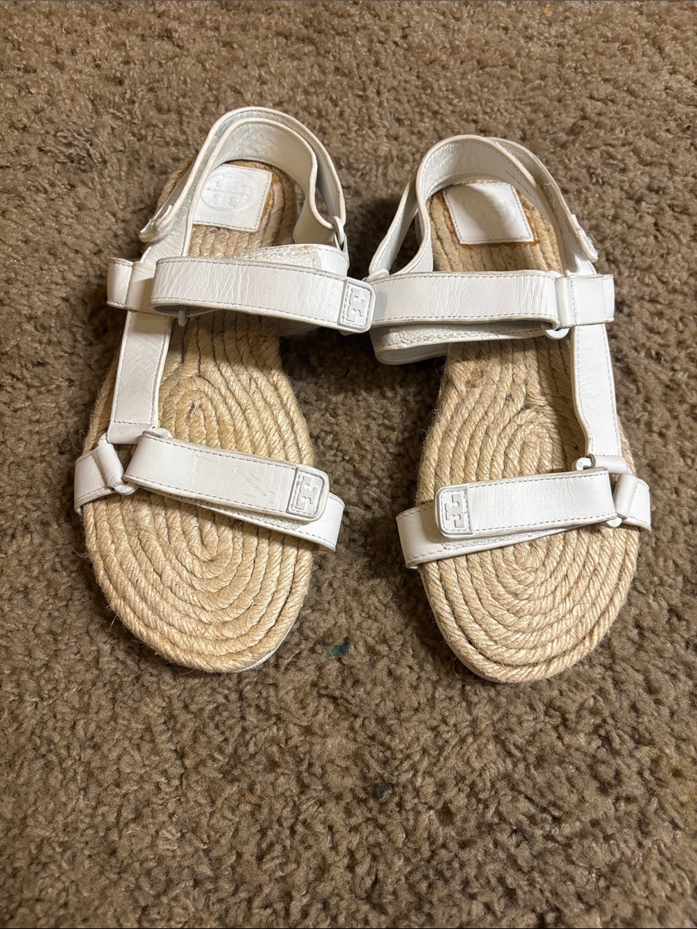 Tory Burch White Espadrille Bumper Sandals women's 8